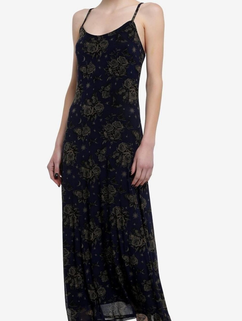 Cosmic Aura Mesh Midaxi Floral & Celestial Navy Dress - Picture 7 of 8